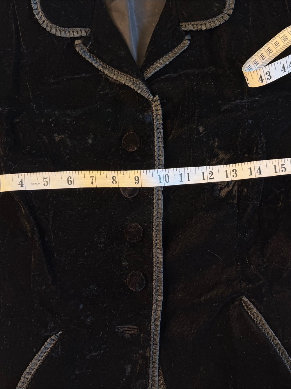 Vintage Black Velvet Blazer with Braided Trim - Picture 9 of 9